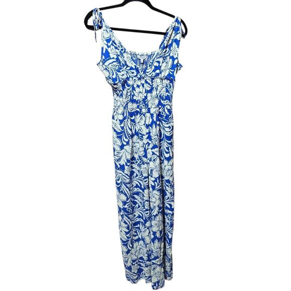 Patrons of Peace Pants - Patrons of Peace Blue Floral Wide Leg Jumpsuit Jumper NWT Boho Cruise Femme